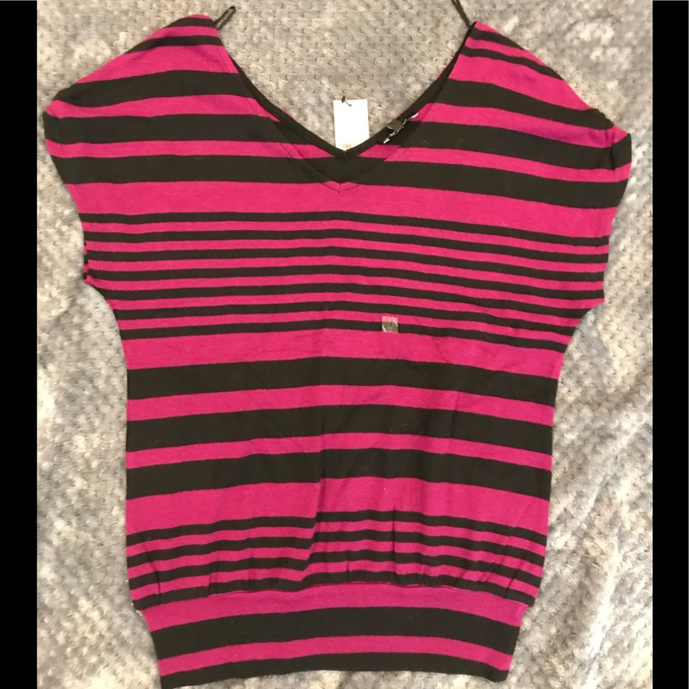 NWT: adorable Express pink and black top sz s